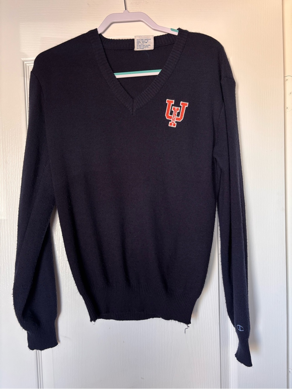 Vintage Champion University of Illinois Knit Sweater, Medium V neck College